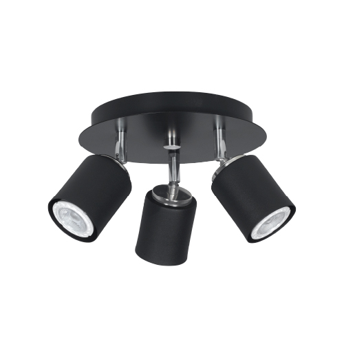 Aplique de 3 luces GU10 redondo 20cm negro con cromo